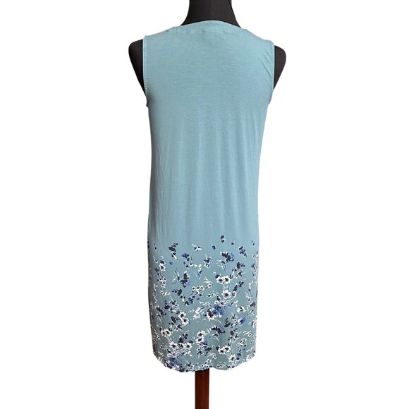 J. Jill Dress Women XS Blue Floral V-Neck A Line Sleeveless Wearever Collection - Picture 3 of 12